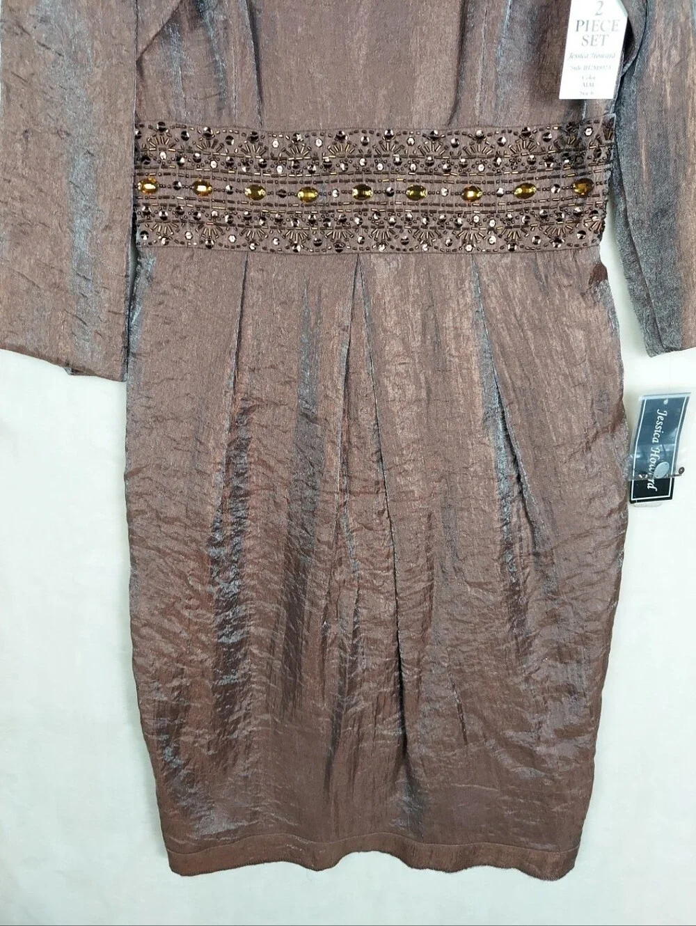 Vintage Jessica Howard 2PC Dress Womens 6 Beaded Cocktail Wedding Evening